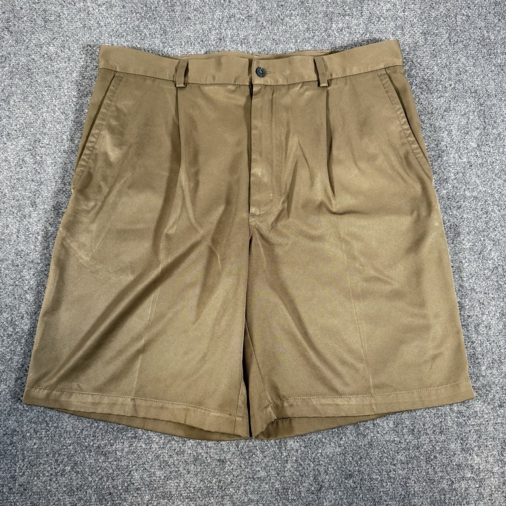Nike Golf Shorts Mens 36 Tan Pleated Fit Dry Casual Preppy 9" Inseam